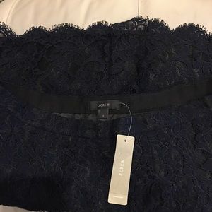 J Crew Navy Skirt In Scalloped Lace